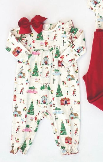 TBBC LEIGH ANN ANGEL SLEEVE ROMPER MAKE THE SEASON BRIGHT