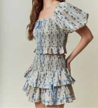 Tiered Skirt Set with Satin Tape Bow Detail