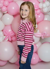Design History Girls Pink Stripe Polo