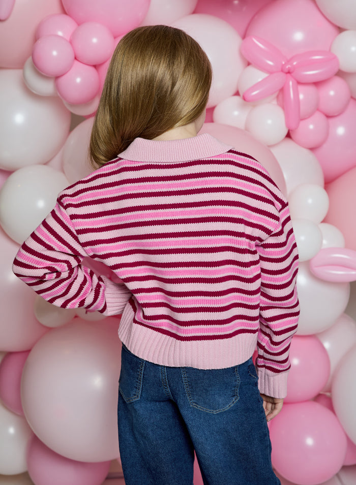 Design History Girls Pink Stripe Polo