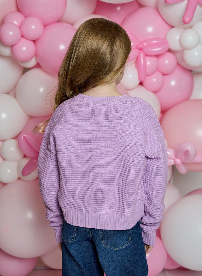 Design History Girls Purple Bow Sweater