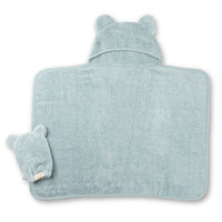 BELLA TUNNO HOODED TOWEL + BATH MITT FOG