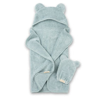 BELLA TUNNO HOODED TOWEL + BATH MITT FOG