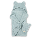 BELLA TUNNO HOODED TOWEL + BATH MITT FOG