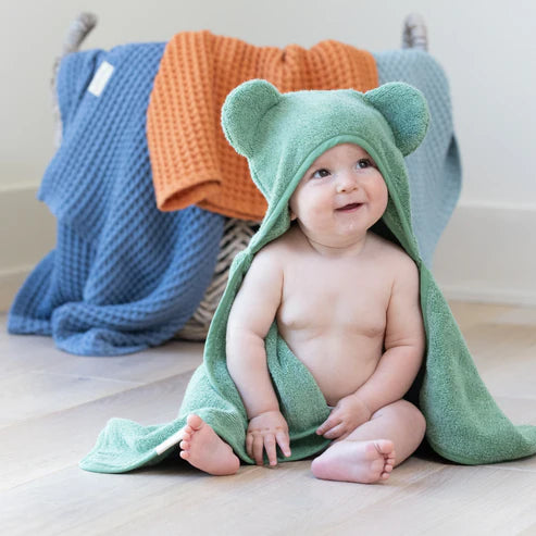 BELLA TUNNO HOODED TOWEL + BATH MITT SEAFOAM