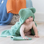 BELLA TUNNO HOODED TOWEL + BATH MITT SEAFOAM