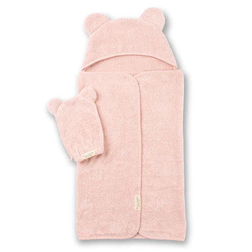 BELLA TUNNO HOODED TOWEL + BATH MITT BLUSH