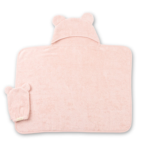 BELLA TUNNO HOODED TOWEL + BATH MITT BLUSH