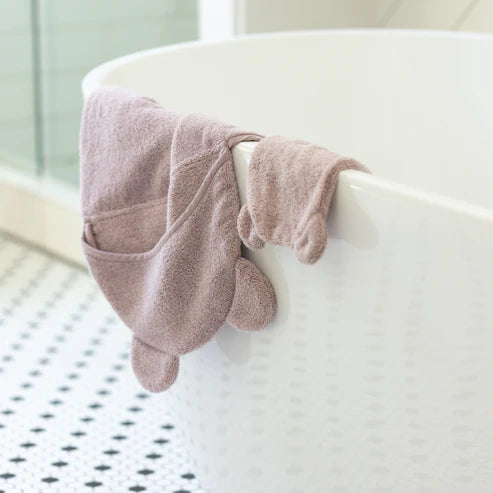 BELLA TUNNO HOODED TOWEL + BATH MITT ORCHID