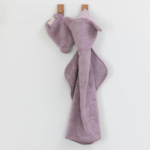 BELLA TUNNO HOODED TOWEL + BATH MITT ORCHID