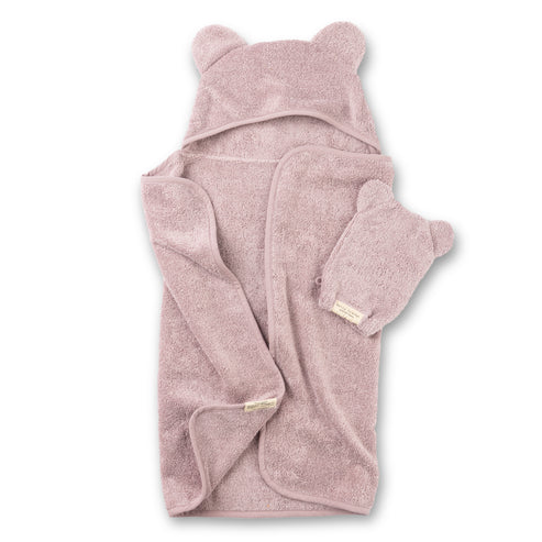 BELLA TUNNO HOODED TOWEL + BATH MITT ORCHID