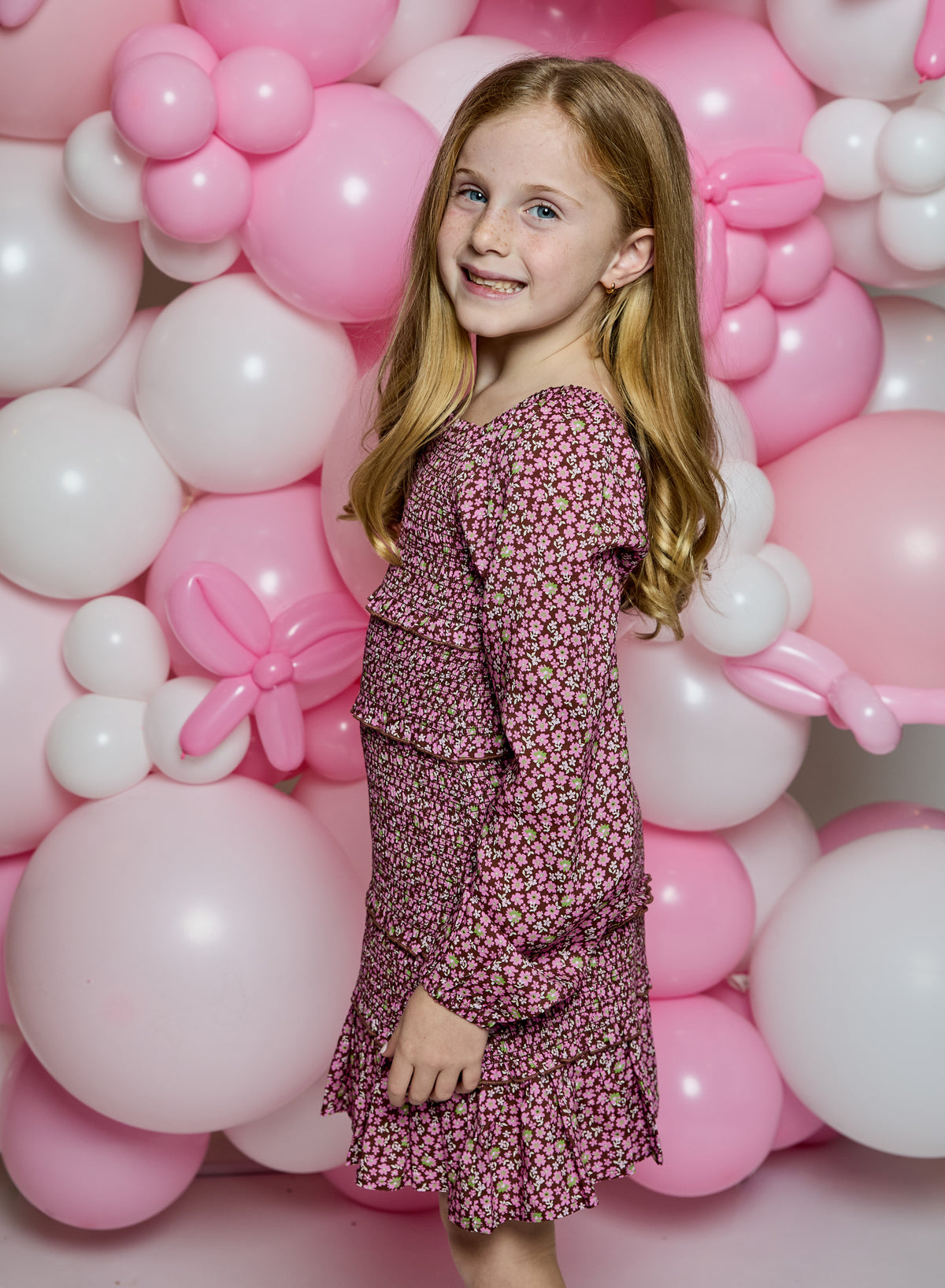 Design History Girls Wine Floral Dress