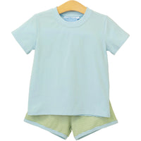 THOMAS SHORT SET GREEN STRIPE/LIGHT BLUE STRIPE