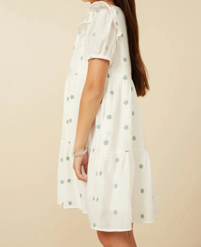 HAYDEN GIRLS ALL OVER FLORAL EMBROIDERY DRESS