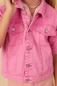 HAYDEN GIRLS WASHED SHORT SLEEVE DENIM JACKET