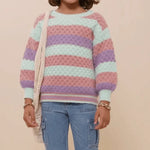 HAYDEN GIRLS COLOR BLOCK CHUNKY SWEATER