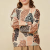 HAYDEN GIRLS FUZZY TEXTURED ABSTRACT LEOPARD SWEATER