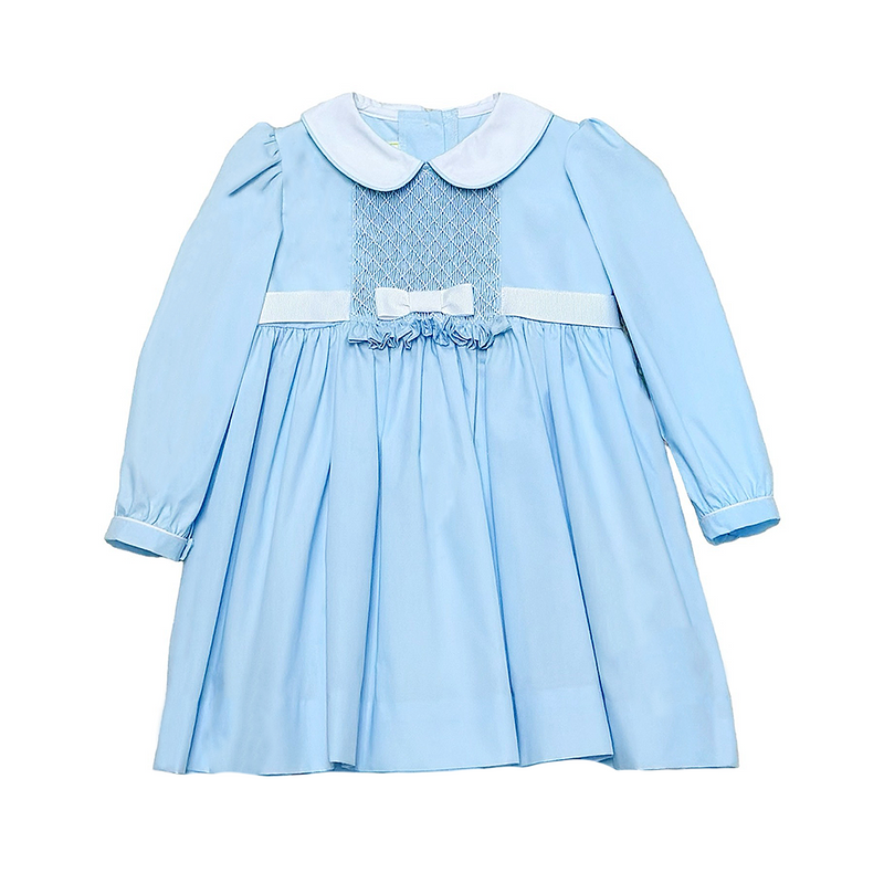 ZUCCINI GEO BEDFORD DRESS LIGHT BLUE BROADCLOTH