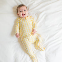 Zippered Footie Gingham Chamomile