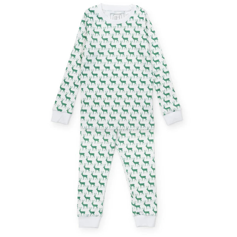 LILA AND HAYES GRAYSON PAJAMA PAT SET WOODLAND DEER