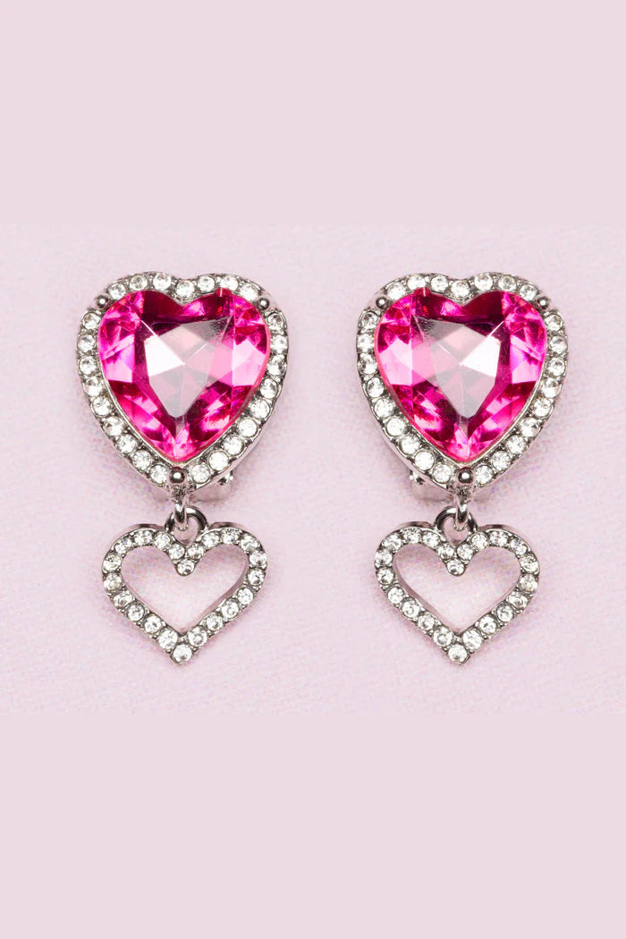GREAT PRETENDERS BOUTIQUE HEART JEWEL CLIP ON EARRING