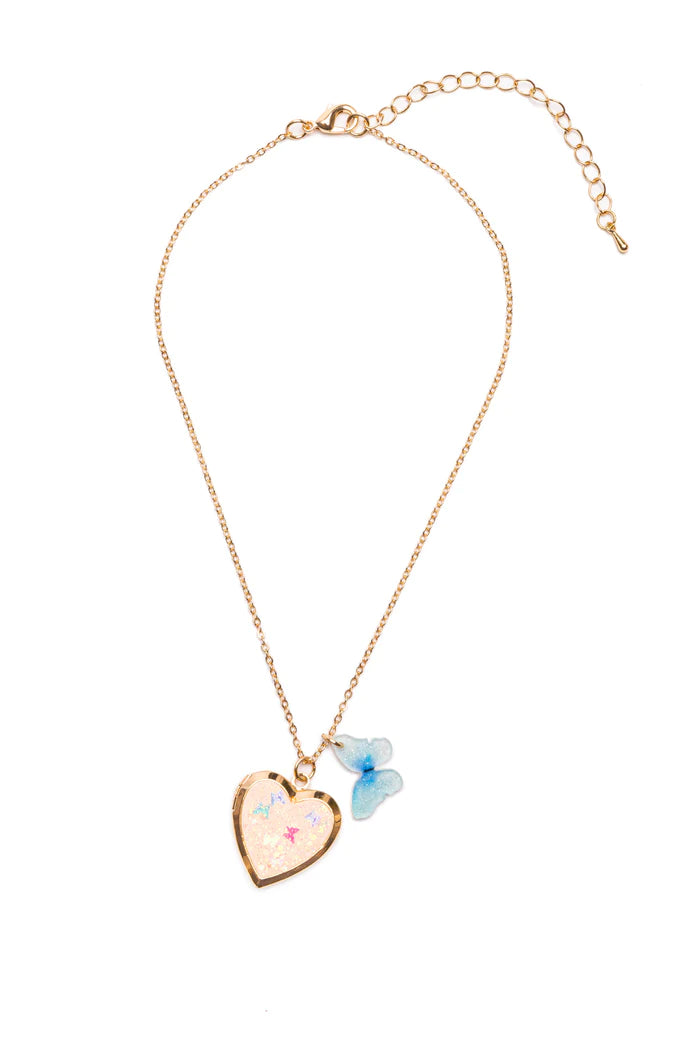 GREAT PRETENDERS BUTTERFLY HEART LOCKET NECKLACE