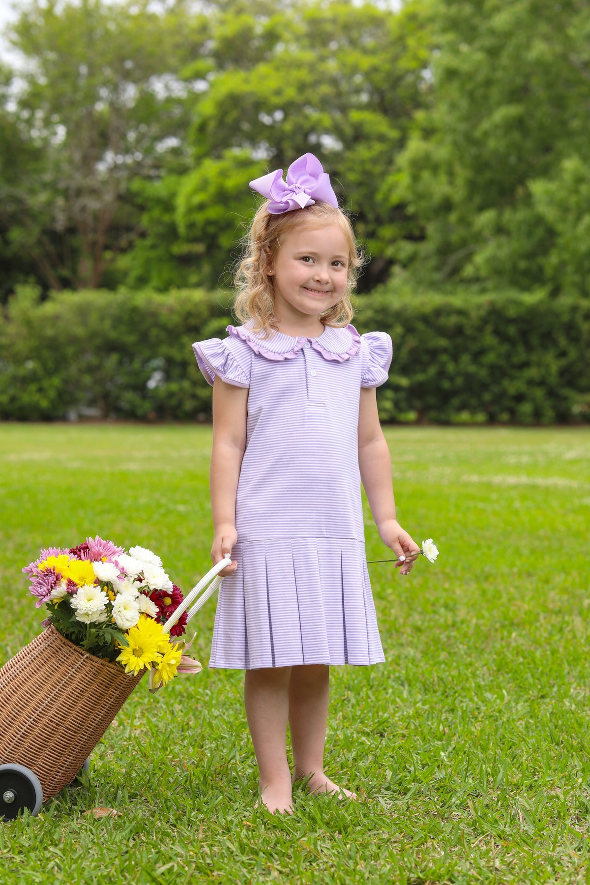 TROTTER STREET CAMILLA DRESS LAVENDER STRIPE