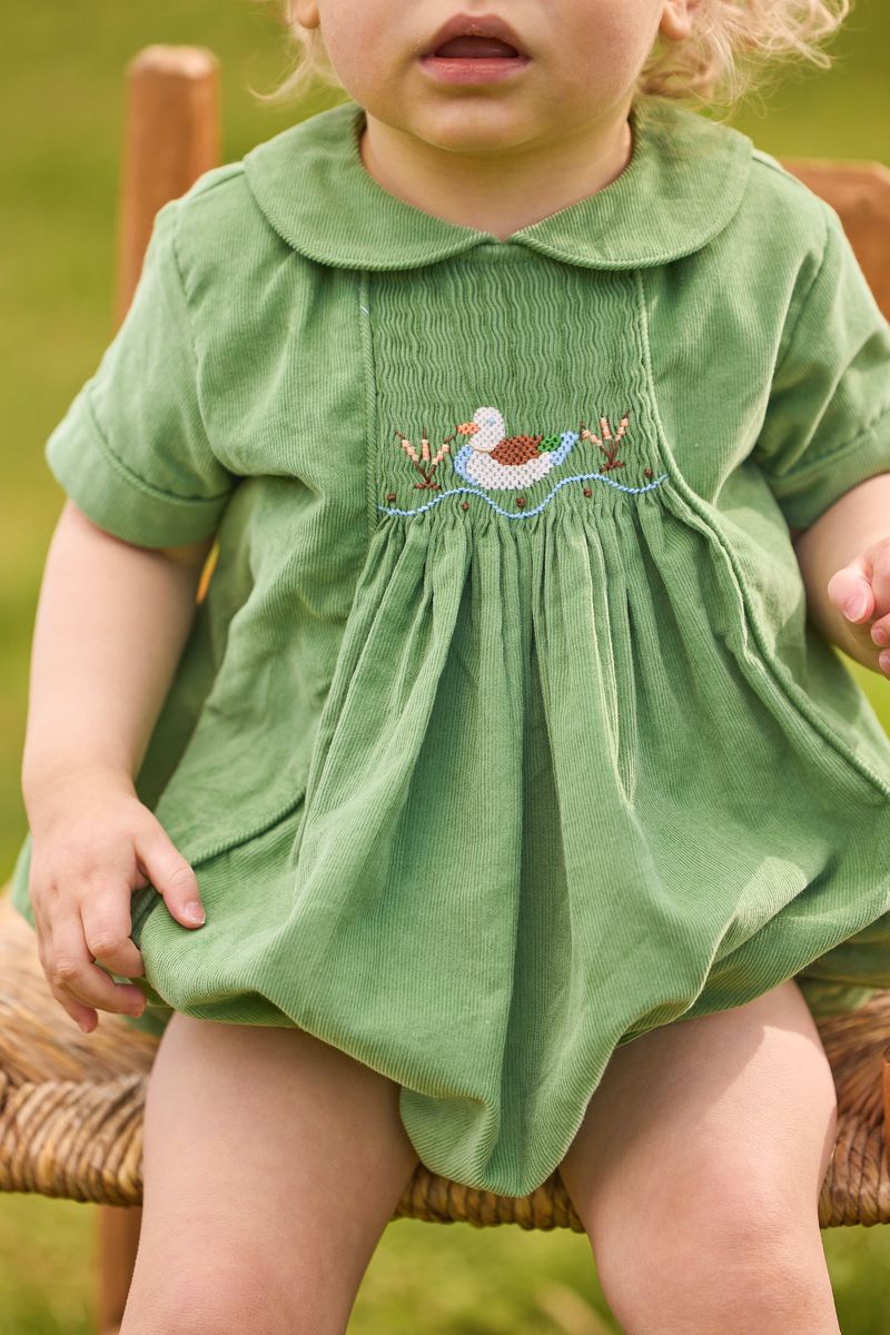 LITTLE ENGLISH CHEST SMOCKED BUBBLE MALLARD