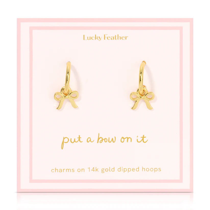 Beautiful Bows Charm Hoop Earrings - Gold