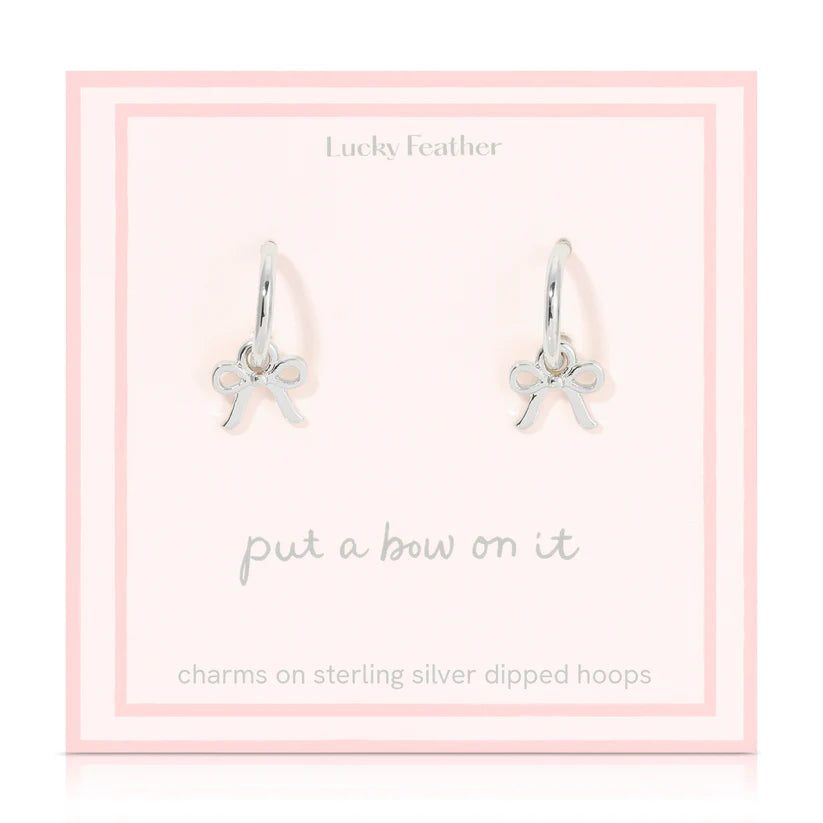 Beautiful Bows Charm Hoop Earrings - Silver