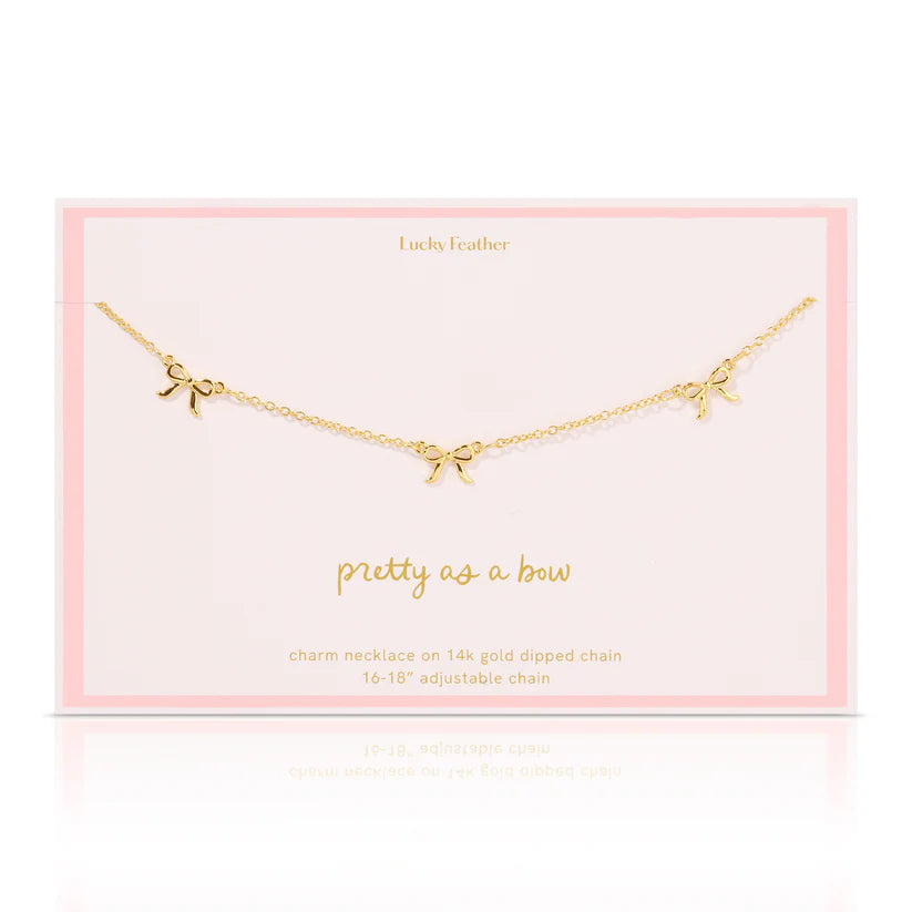 Beautiful Bows Trio Charm Necklace - Gold
