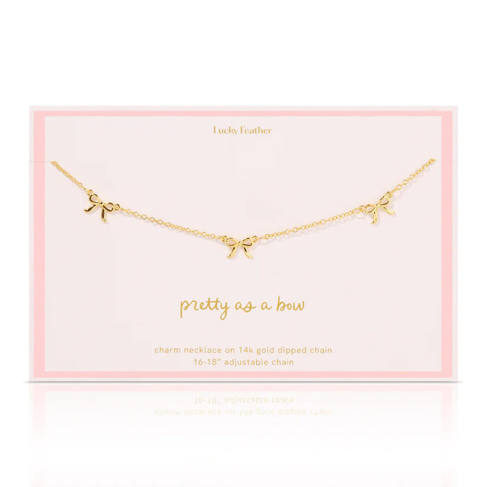 Beautiful Bows Trio Charm Necklace - Gold