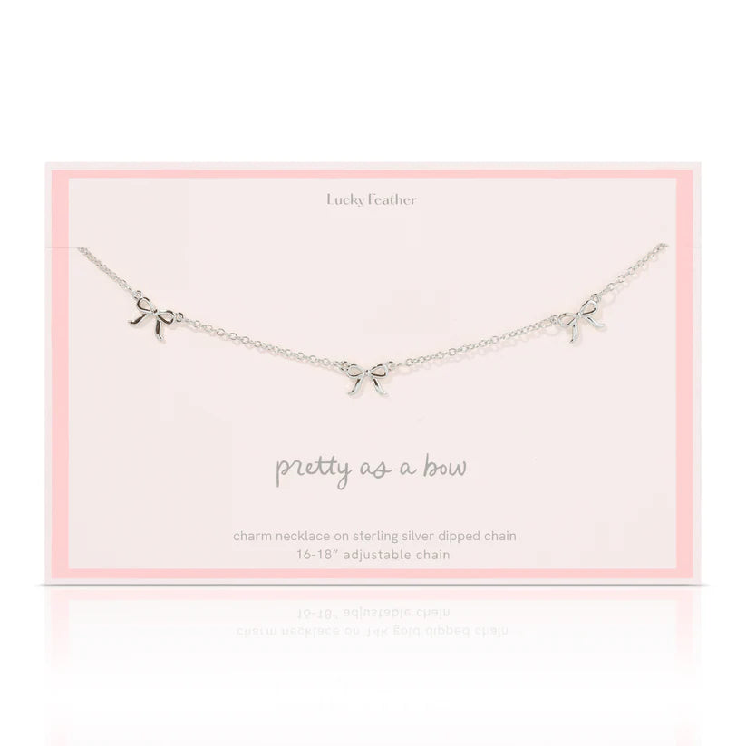 Beautiful Bows Trio Charm Necklace - Silver