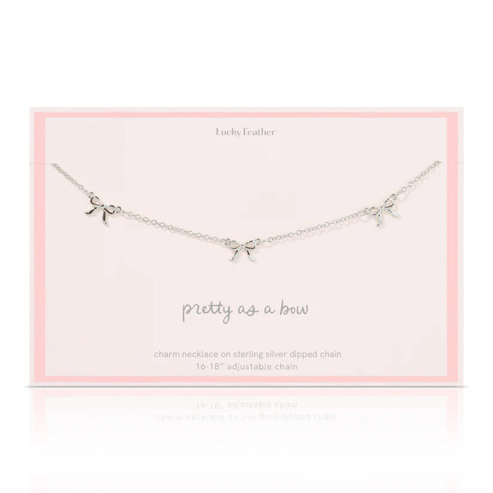 Beautiful Bows Trio Charm Necklace - Silver