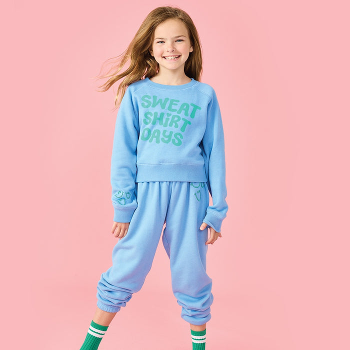 ISCREAM HAPPY FACES BRIGHT BLUE BASIC SWEATPANTS