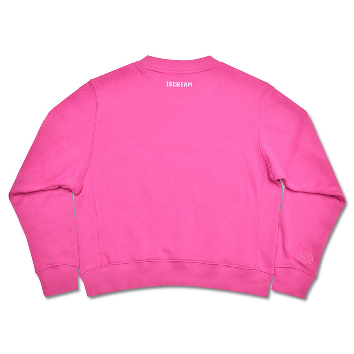 ISCREAM HAPPY VIBES PRETTY PINK BASIC CREW NECK SWEATSHIRT