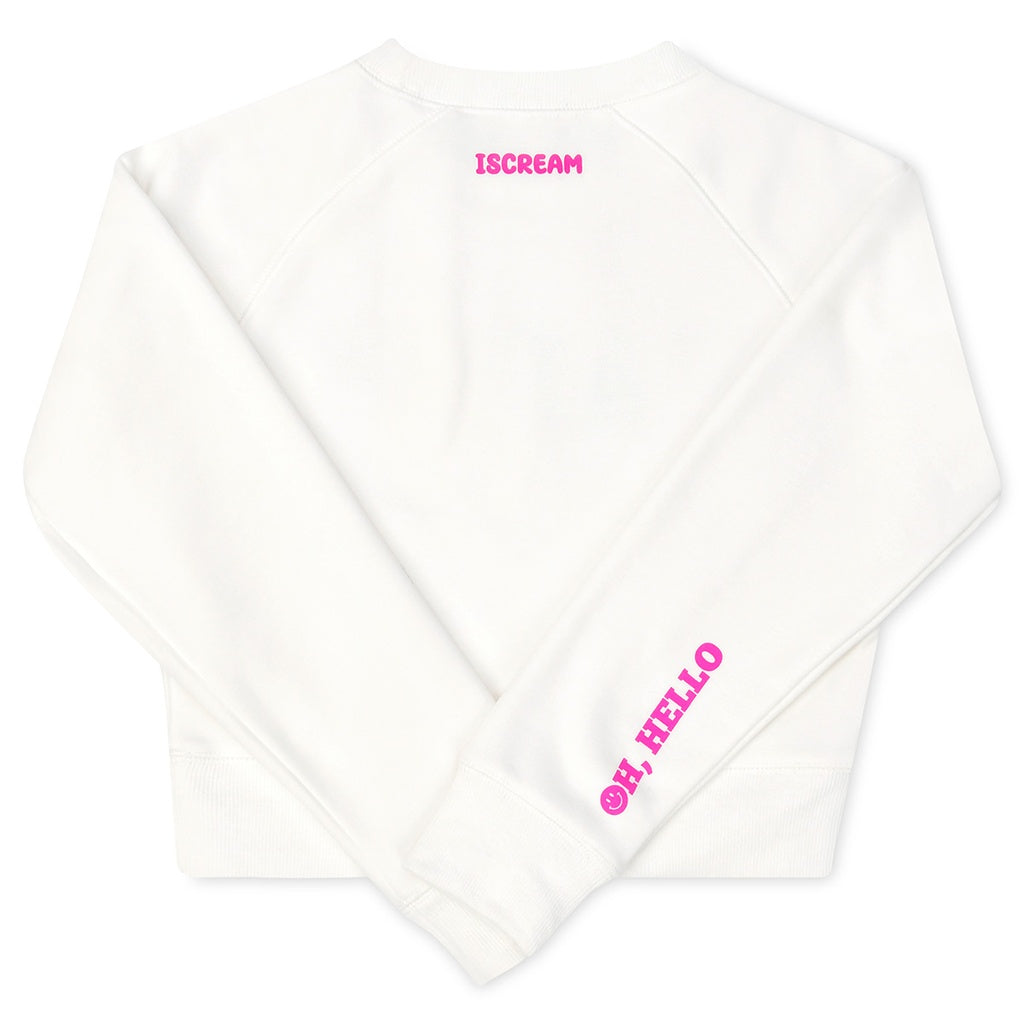 ISCREAM HAPPY WHITE BASIC CREW NECK SWEATSHIRT