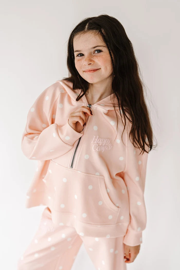 Happy Camp3r Pink Sprinkle Youth Half Zip Scuba Hoodie