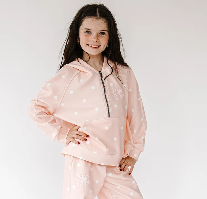 Happy Camp3r Pink Sprinkle Youth Half Zip Scuba Hoodie