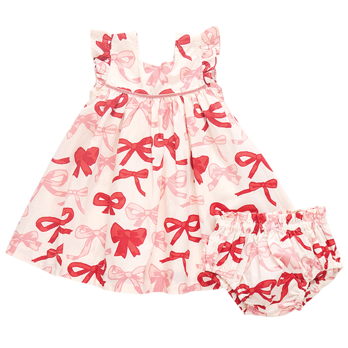 PINK CHICKEN BABY GIRLS CAMELIA DRESS VALENTINE BOWS