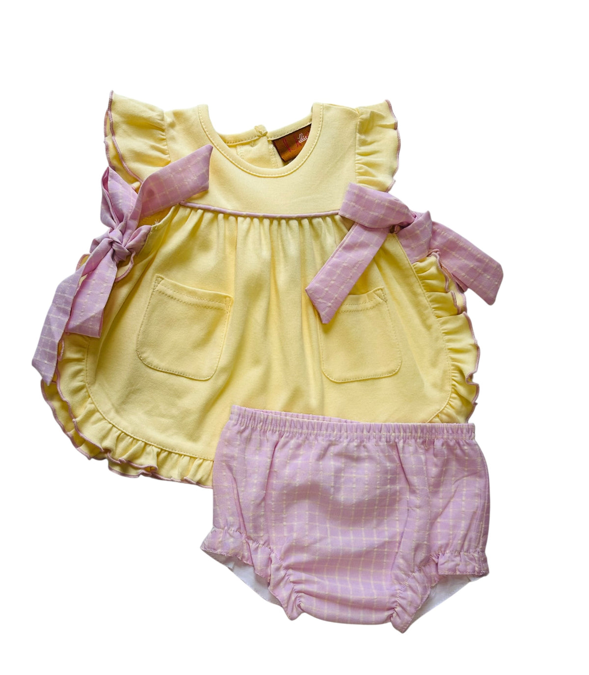 HARLOW TIE BLOOMER SET YELLOW & PINK