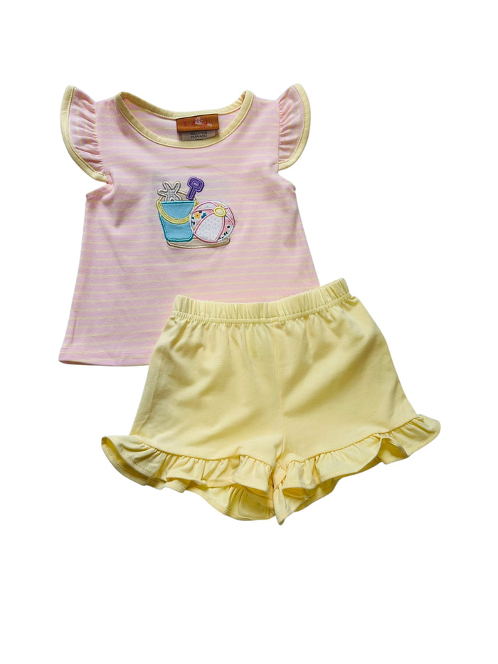 BEACH FUN APPLIQUE A/S SHORT SET