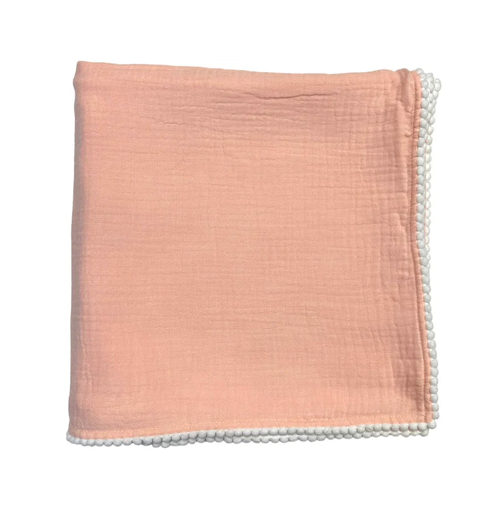 A SOFT IDEA SWADDLE POMPOM PEACH