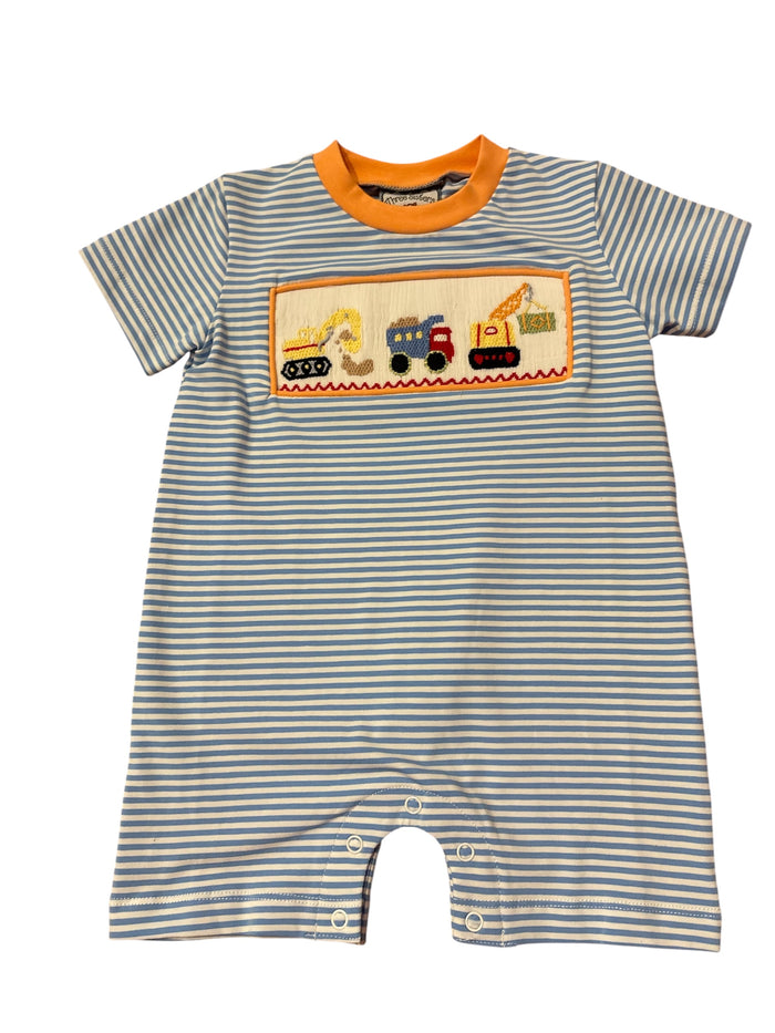 CONSTRUCTION SMOCKED BOYS ROMPER
