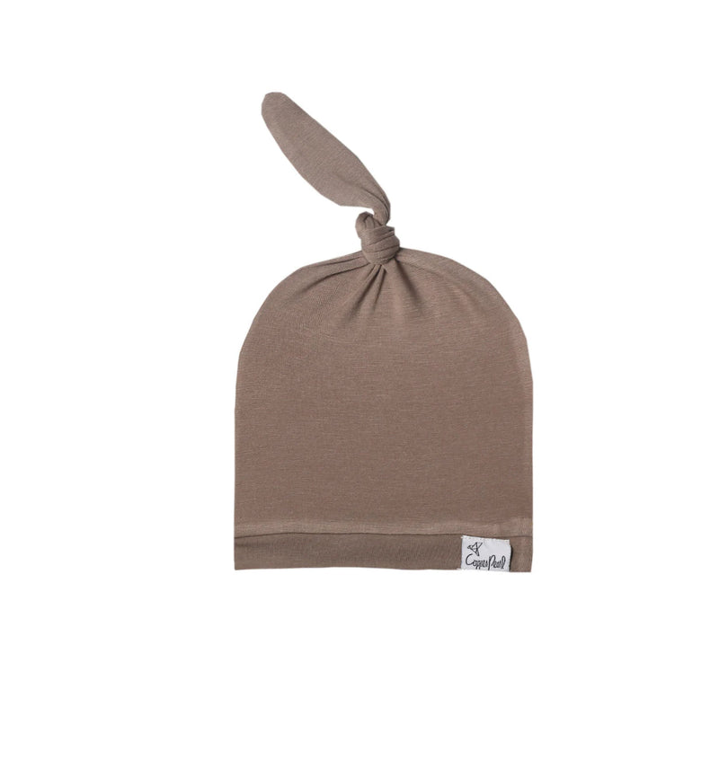 COPPER PEARL TOP KNOT HAT GOBI