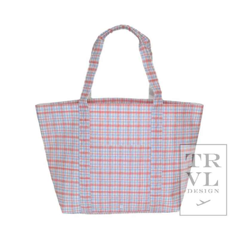 TRVL JUMBO TOTE CLASSIC PLAID RED