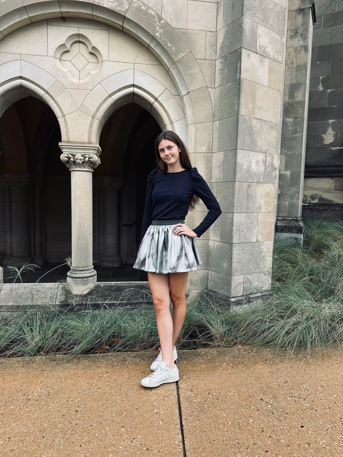 LITTLE OLIN SILVER GATHERED SKIRT