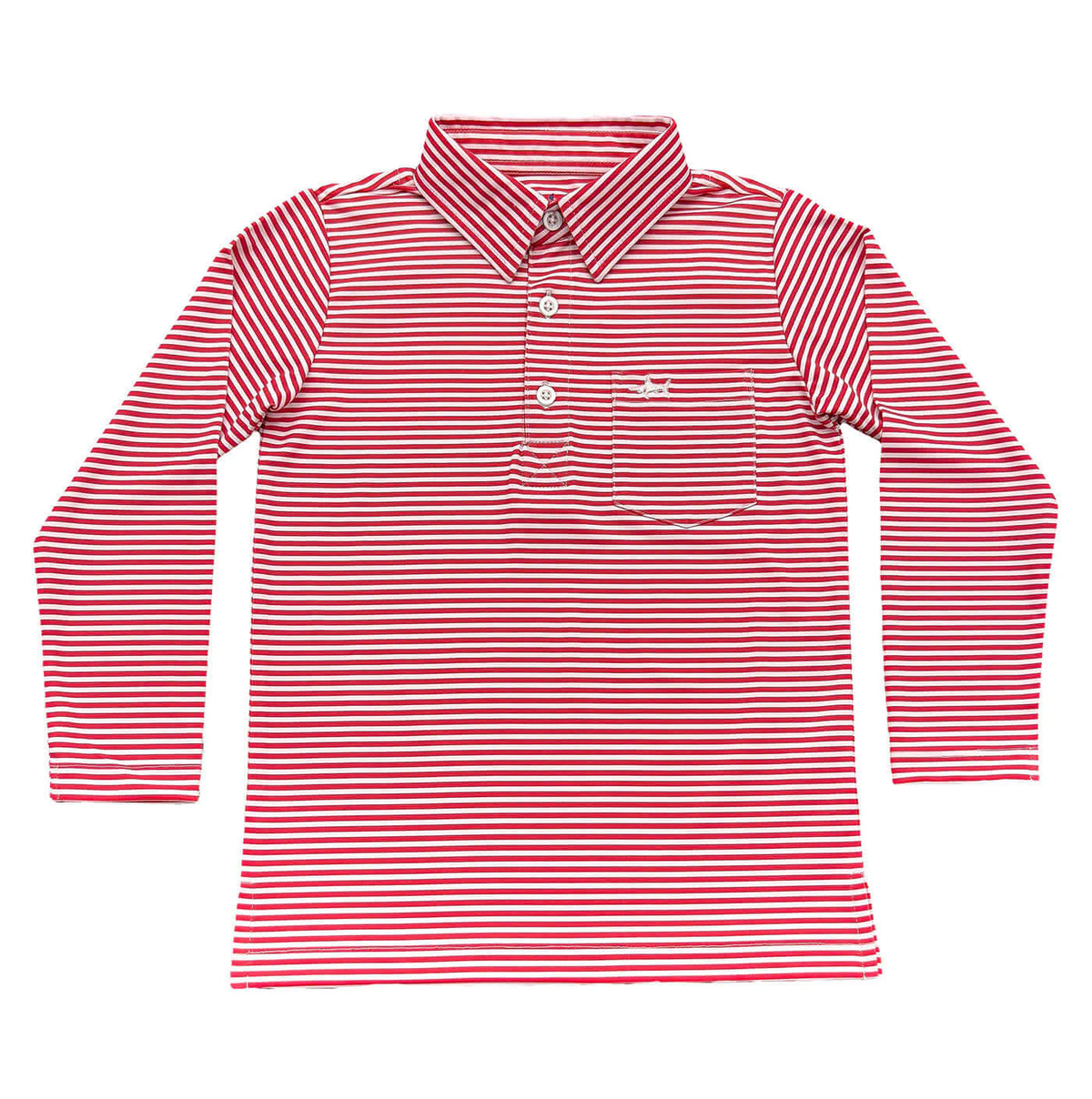 SALTWATER BOYS INSHORE PERFORMANCE POLO RED STRIPE