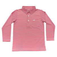 SALTWATER BOYS INSHORE PERFORMANCE POLO RED STRIPE