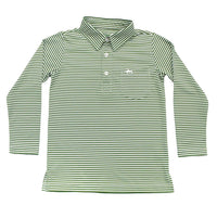SALTWATER BOYS INSHORE PERFORMANCE POLO GREEN STRIPE